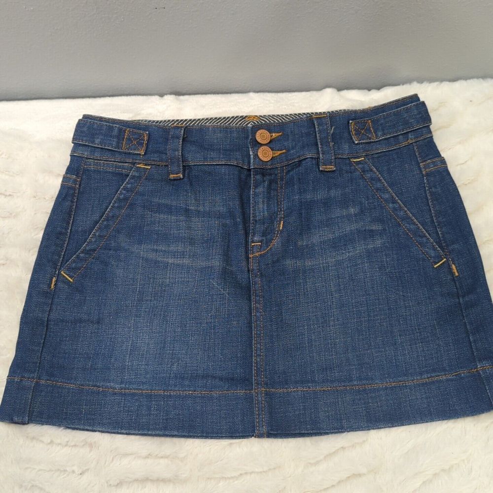 Gap Juniors sz 1 Limited Edition Blue Jean Denim Mini Skirt With Pockets 437‎